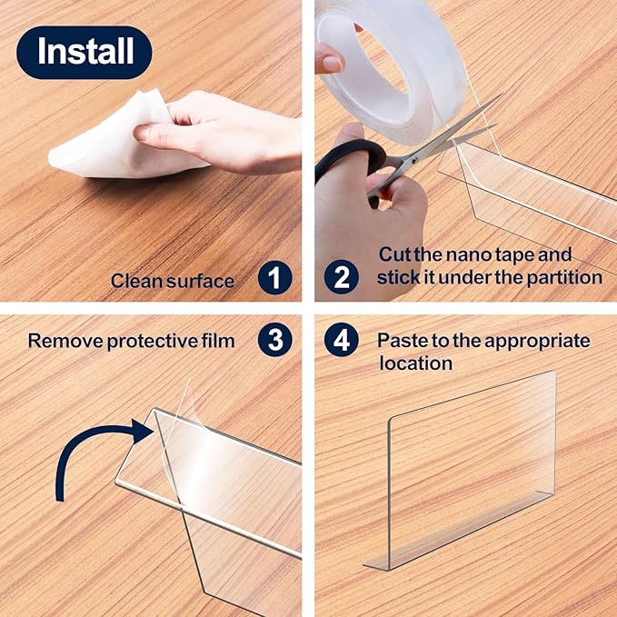 Uzpomel Acrylic Shelf Dividers For Closet Organization，Sweater Organizer For Closet - 10pack 8” Tall Clear Plastic Shelf Dividers For Closets Shelves Cabinets