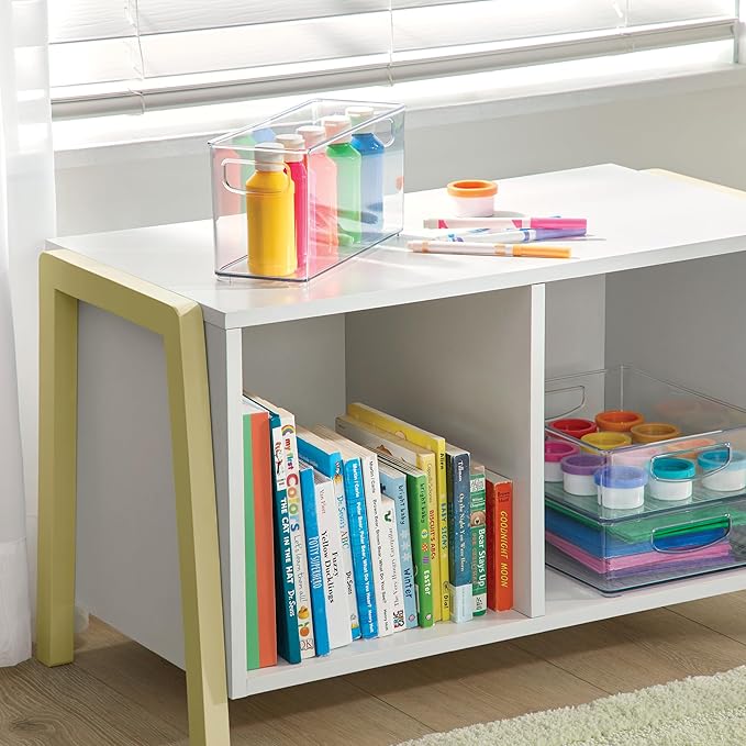 iDesign Slim Clear Plastic Stackable Storage Bin, Tall Narrow Organizer for Kitchen or Pantry, 4-Pack