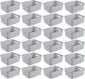 Sterilite 24 Pack Plastic Storage Bin Organization Containers, Short Baskets, Cement