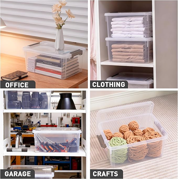 Citylife 17 QT Plastic Storage Bins with Latching Lids Stackable Storage Containers for Organizing Large Clear Storage Box for Garage, Craft, Toys, Closet, Home, 1 Packs