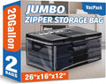 Jumbo Storage Bags Flexible Totes for Clothes, 20 Gallon Extra Large Zipper Bags for Storage (20 Gal-2 pack)