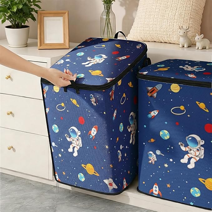 2pcs closet organizers and storage under bed,clothing blanket sweater sheet bedding comforter duvet quilt pillow toy storage bags with lids,dorm room essentials for containers 95L
