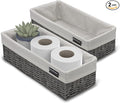 Brookstone Wicker Storage Basket Two Pack Set, Bathroom and Closet Organizers and Storage Bins with Fabric Liner, Grey