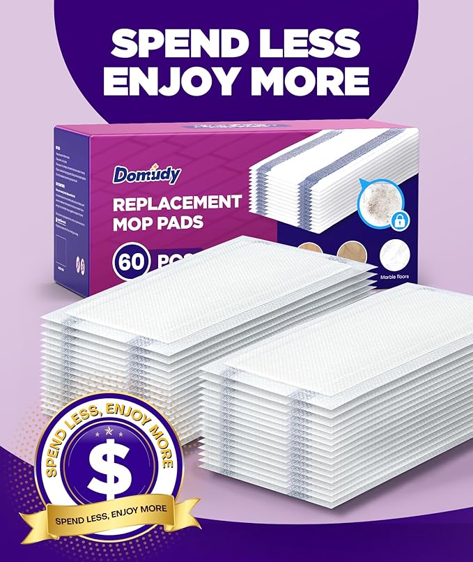 4-Layer Super Absorbent Pad Refills for Swiffer Wet Jet Mop, Heavy Duty & No-Shedding Mopping Pads Refill, Disposable Streak-Free Cleaning for All Sealed Floors 60 Pack