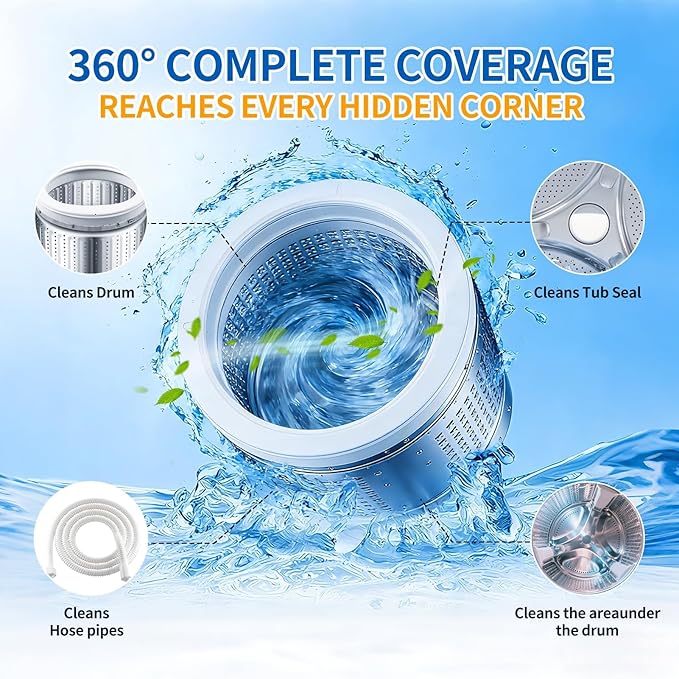 Washing Machine Cleaner Tablets–24 Packs,Deep Cleaning Tablets For HE Front Loader & Top Load Washer,Clean Inside Drum and Laundry Tub Seal-1Year Supply