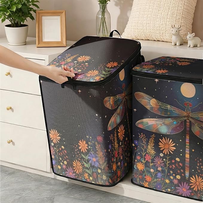 2pcs closet organizers and storage under bed,clothing blanket sweater sheet bedding comforter duvet quilt pillow toy storage bags with lids,dorm room essentials for containers 95L