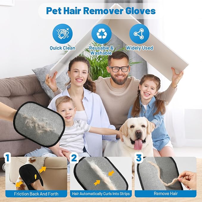 Nunemosk 2-in-1 Pet Hair Removal Kit, Washing Machine Cleaner Tablets & Reusable Pet Hair Removal Glove for Cats and Dogs, Remove Stubborn Pet Hair | Complete Solution for Pet Owners