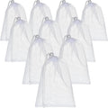 TecUnite 10 Pcs Mesh Bags Drawstring Laundry Bags Large Nylon Mesh Gift Dishwasher Bag with Sliding Drawstring for Kitchen Jewelry Gifts Wedding Favor Home(11.8 x 7.5 Inch,White)