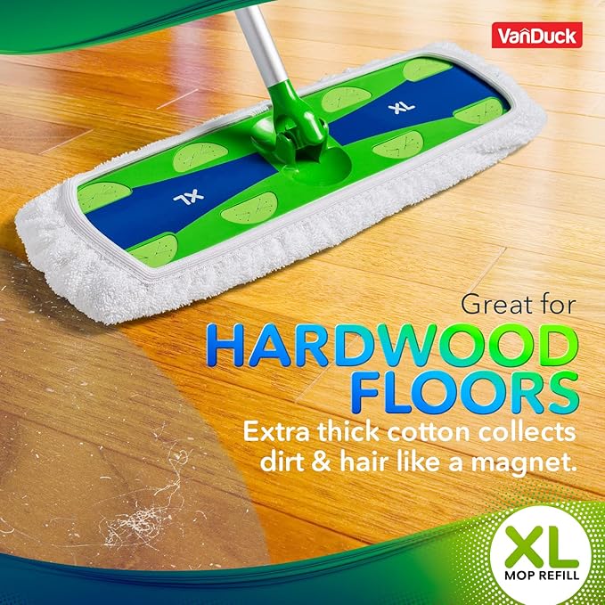 VanDuck Extra Large Cotton Mop Pads Compatible with Swiffer XL Mop - X-Large Wet and Dry Pads Refill, 4-Pack (Handle is Not Included)