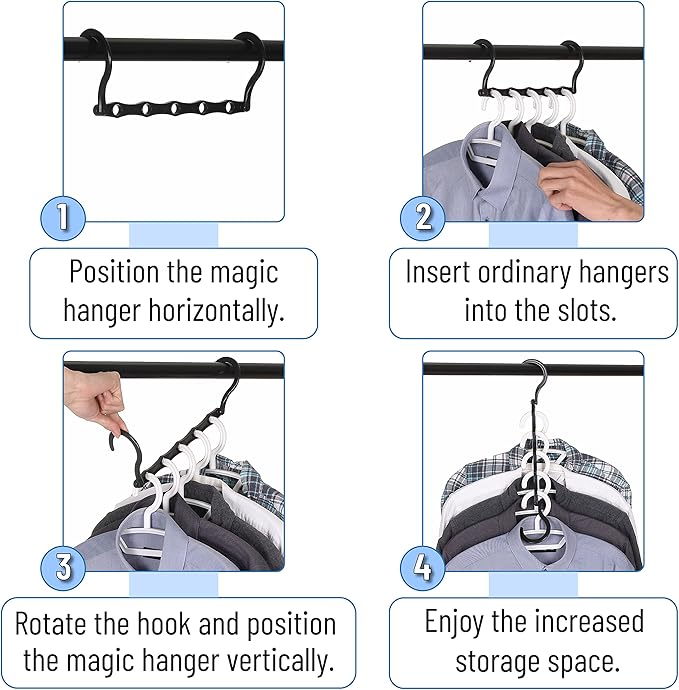 Mr. Pen- Space Saving Hangers, Black, 8 Pack, Clothes Organizers, Shirt Hangers, Magic Closet Space Savers