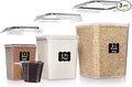 Shazo Flour Sugar Storage Containers Set of 3 (6L, 2.9L, 1.1L) Large Airtight Food Storage Containers with Lids, BPA-Free Plastic Container for Kitchen & Pantry Organizers, Cereal, Rice & Pasta