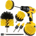 6Pcs Drill Brush Cleaning Kit for Shower & Bathtub - Yellow Power Scrubber Attachments with Extendable Rod, Multi-Surface Brush Set for Bathroom, Kitchen, Car (Yellow-6pcs)