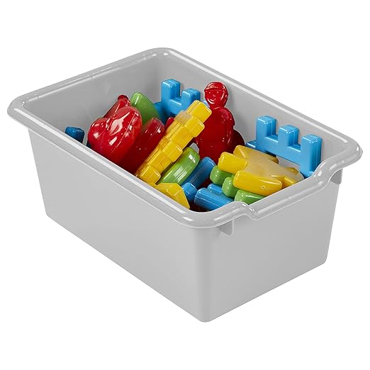 ECR4Kids Scoop Front Storage Bins, Multipurpose Organization, Light Grey, 10-Piece