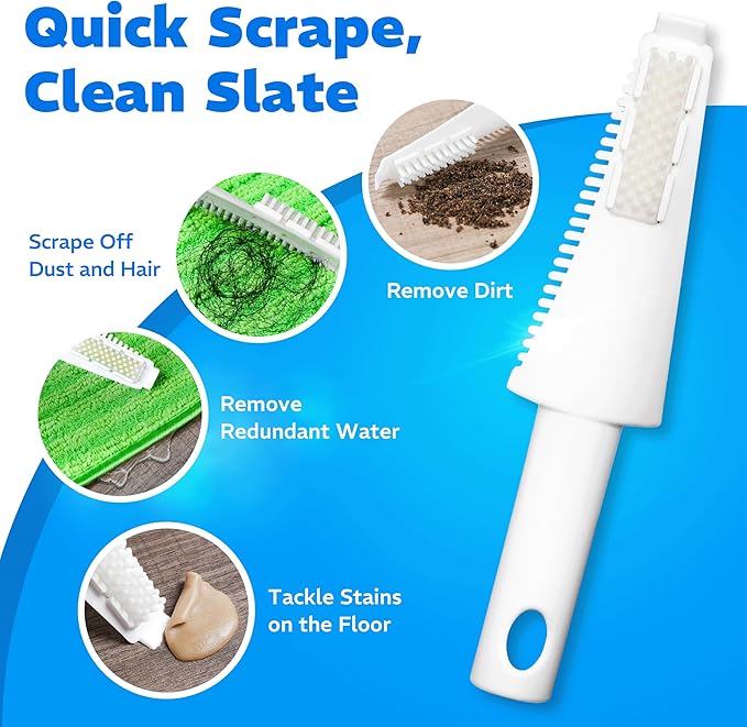 4 Pack Reusable Microfiber Mop Pads, Compatible with Swiffer Sweeper, Machine Washable Cloths, Scraper Included, Refills for All Floor Cleaning, Hook and Loop, Wet Dry - 10"- 12"