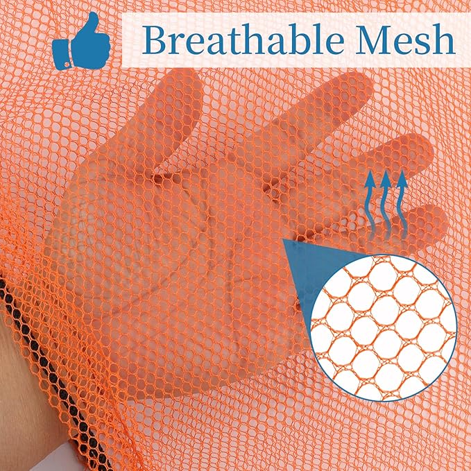 6 Pcs Mesh Bags Drawstring, 14x17 Inch with Lock, Multipurpose Storage Bags for Gym, Balls, Beach, Laundry (Orange)