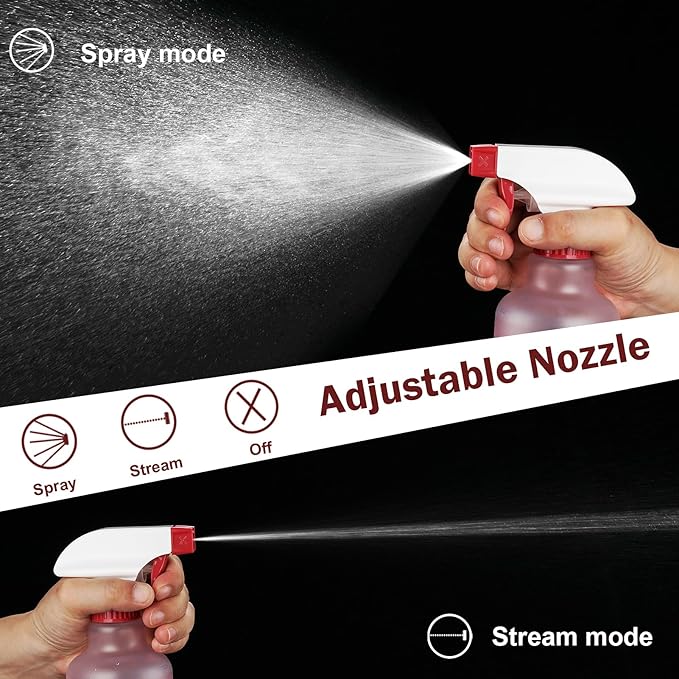 Spray Bottles Plastic Spray Bottle for Hair Mist/Stream Heavy Duty Empty Spray Bottles for Cleaning Solutions, Plants, Cooking (16.9oz-Red)