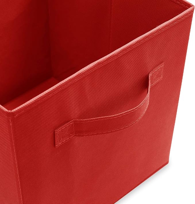 Casafield Set of 6 Collapsible Fabric Cube Storage Bins, Red - 11" Foldable Cloth Baskets for Shelves, Cubby Organizers & More