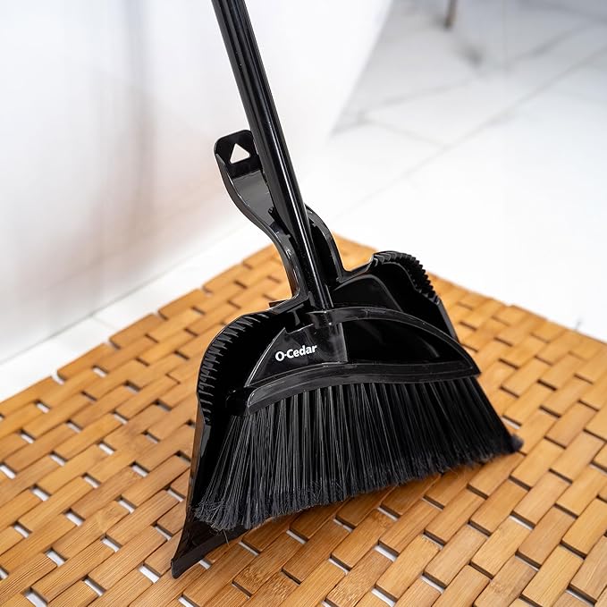 O-Cedar Indoor & Outdoor Strong Sweep Broom & Brush Bundle | Heavy Duty Bristles Remove 99% of Dust & Dirt in One Sweep | Step-On Dust Pan | Safe for Hardwoods, Powerful on Outdoor Debris