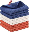 Nialnant 6 Pack Kitchen Towels,Large 100% Cotton Hand Towels,Absorbent Dish Towels for Drying Dishes-13x28 Inches,Multi Color