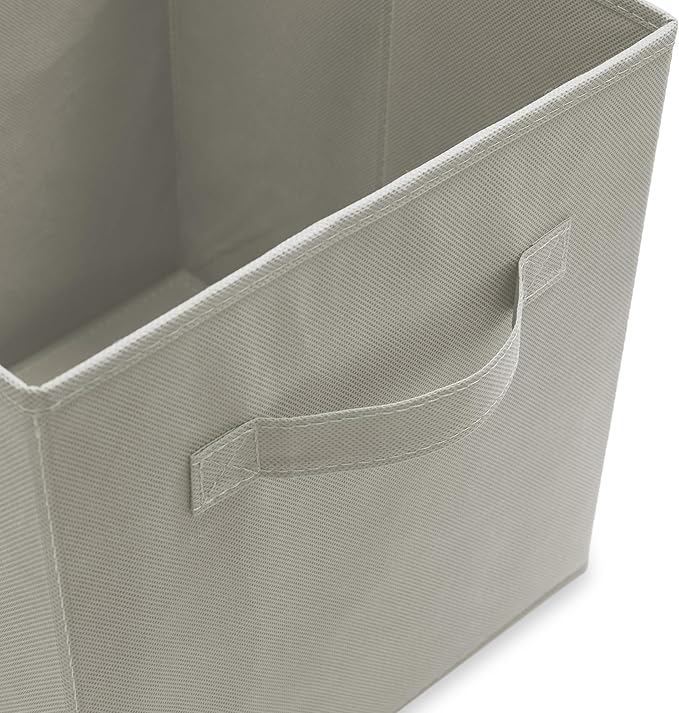 Casafield Set of 6 Collapsible Fabric Cube Storage Bins, Light Gray - 11" Foldable Cloth Baskets for Shelves, Cubby Organizers & More