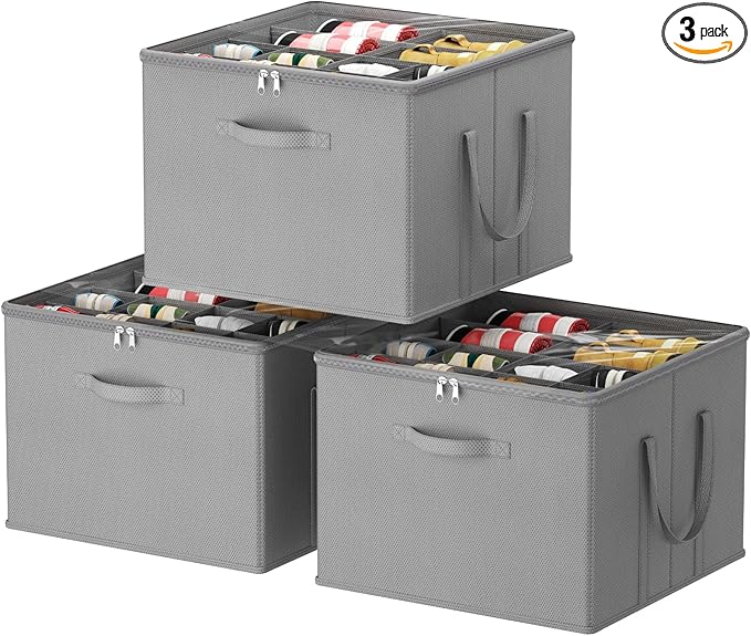 Lifewit Shoe Storage Organizer for Closet, Fabric Large Shoe Box Storage Containers with Clear Cover, Foldable Bins for Boots Heels Sneakers Fits 36-48 Pairs (Each 12-16 Pairs) 3 Pack Light Gray