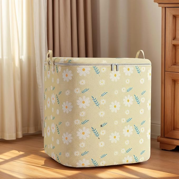 Comforter Storage Bag, Extra Large Clothes Storage Organizer for Blankets Bedding Sweaters, Foldable Soft Storage, Zipper Closure, Carry Handles, Closet Under Bed Moving Travel (140L)