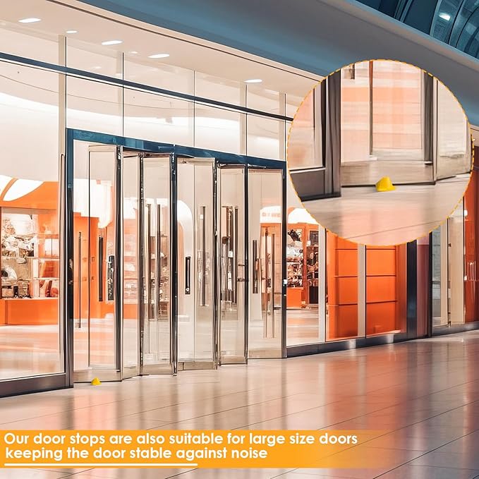 Frienda 4 Pcs Jumbo Door Stoppers Heavy Duty Door Stopper Tall up to 2inch Tall Wedge TPR Large Wedge Stackable Big Rubber Doorstop for Hotel Carpet Hardwood Concrete and Tile (Yellow)