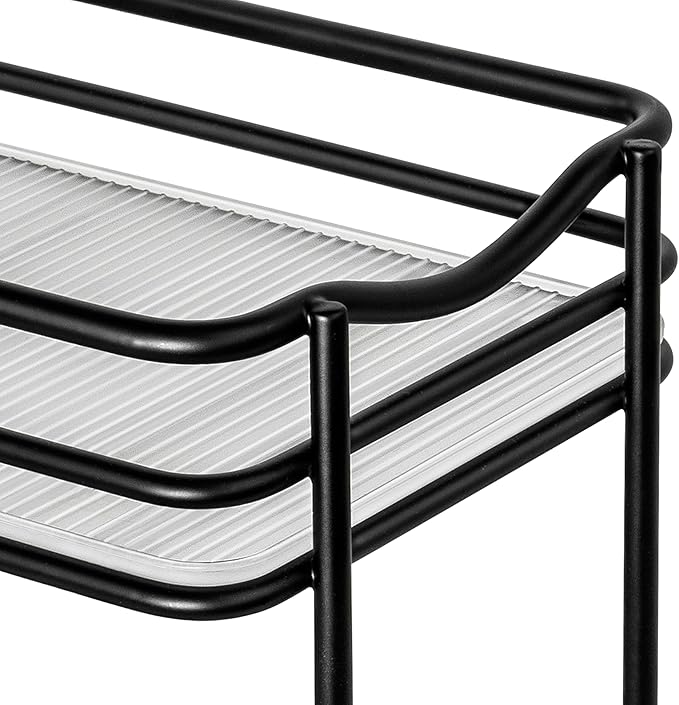 LYNK PROFESSIONAL® Pull Out Spice Rack Organizer for Inside Kitchen Cabinets - 4-3/8 inch Wide - Slide Out Drawer – Black Sliding Spice Organization for cabinet - Spice Racks - 2 Tier