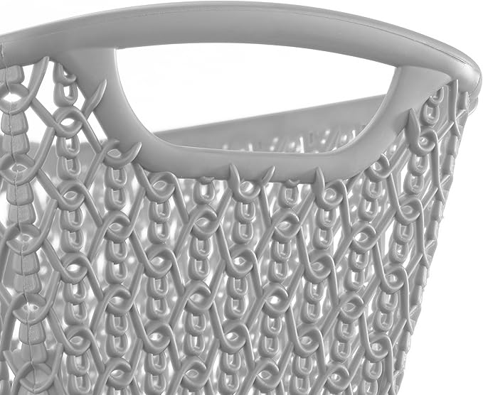 Whitmor Resin Form Tote Link Stitch, Small, 6 Pack, Gray
