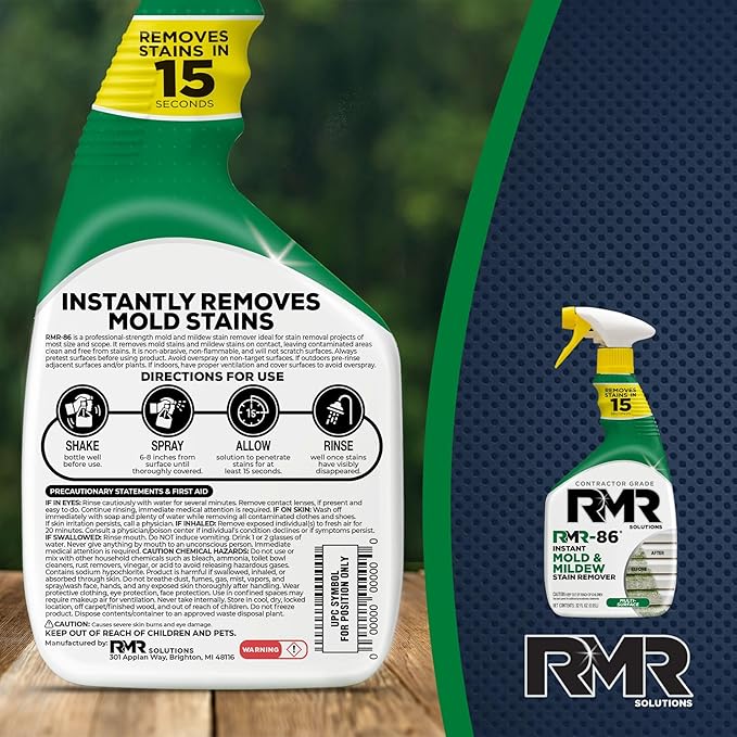 RMR-86 Instant Mold and Mildew Stain Remover Spray - Scrub Free Formula, 30 Fl Oz