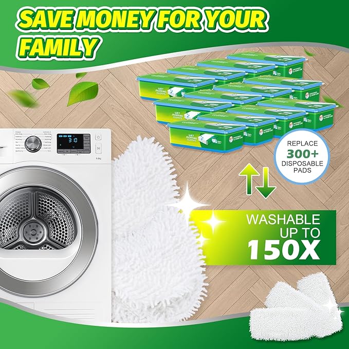 Reusable Dry Sweeping Cloths Microfiber Mop Pads Compatible with Swiffer Sweeper- 6 Pack Wet Mopping Cloths - Washable Wet Pads Refill for Mopping Floors (Mop is not Included)