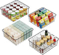 iSPECLE Wire Basket - 4 Pack Wire Storage Baskets Organizer Bins, Pantry Cabinet Shelf Kithen Storage Organization for Easily Get Items, Black