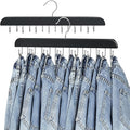 Jean Hangers for Closet, 14 Wood Jeans Hooks Space Saving, 180° Rotating Jean Hangers for Skirts/Shorts/Belts/Ties, Closet Organizers and Storage, Pants Hooks for Jeans, 2 Pack, Black