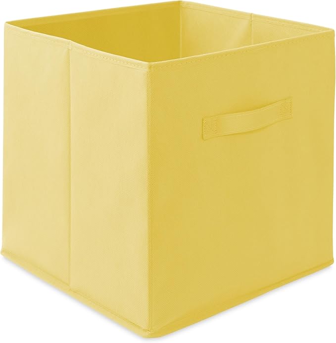 Casafield Set of 6 Collapsible Fabric Cube Storage Bins, Yellow - 13" Foldable Cloth Baskets for Shelves, Cubby Organizers & More