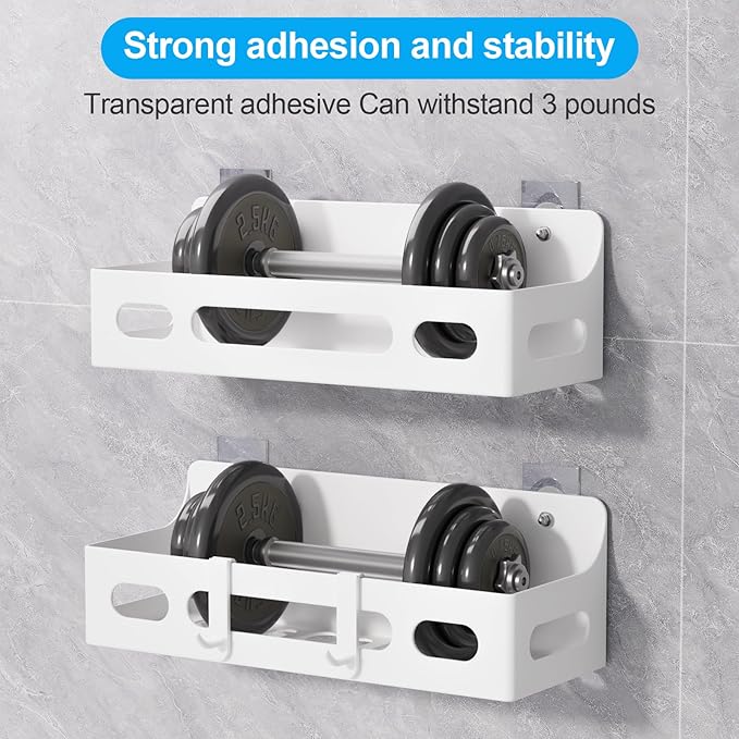 Shower Caddy Adhesive, No Drill Bathroom shower Organizers, with Removable Hooks, Rust Proof Shower Shelves, Self Adhesive Black Bathroom Shelves Basket Home Farmhouse Wall Inside Organization