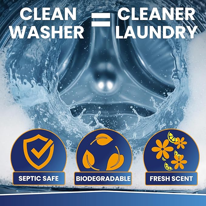 REVIV Washing Machine Cleaner Tablets – HE Compatible Descaler, 24 Count (12-Month Supply) – Septic-Safe for Front & Top Load Washers