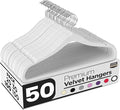 Utopia Home Velvet Hangers 50 Pack – Luxury Non-Slip Slim Suit & Coat Hangers, Strong Space-Saving Clothes Hangers with Pants Bar and 360° Swivel Hook – White