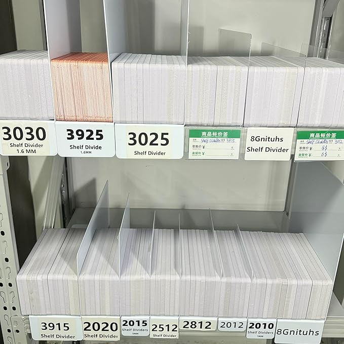 20 Pcs 39 * 20CM 1.6MM Closet Organization with PVC White Shelf Dividers - Closet Shelf Organizer for Clothes, Towels,Sweaters,Purses,and Books - Shelf Separators,Label Sticker,Label Holder