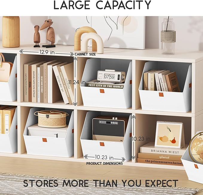 Fabric Closet Storage Cubes - 8 Pack Square Storage Bins with Dual Handles for Clothes, Towels, Toys, Cube Storage Organizers for Bedroom, Nursery, Shelves, Closet, Small Spaces, White