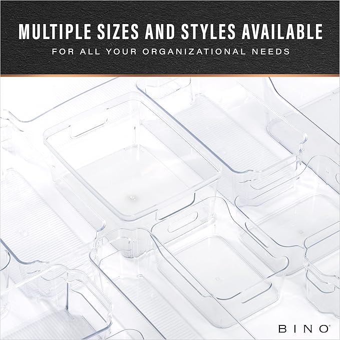 BINO Plastic Storage Basket, Large | Multi-Use Storage Basket | Rectangular Cabinet Organizer | Baskets for Organizing with Handles | Home & Office Organization & Container Storage