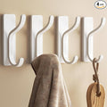 pickpiff Adhesive Wall Coat Hooks - Heavy Duty Stick-On Door Hanger, Metal Hook for Hanging Towel,Purse, Robe, Backpack, Jacket, Clothes - for Bathroom,Dorm, Closet, Kitchen - White, 4 Pack