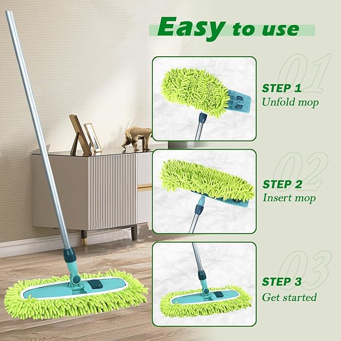 4PCS 15''~17'' Microfiber Dust Mop Pads Compatible with Leifheit 55210,Reusable Mop Refills,Replacent Wet Mopping Pad & Washable Dry Sweeping Cloths for Hardwood Floor/Tile/Marble Cleaning
