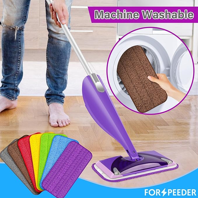 Reusable Mop Pads for Swiffer WetJet, Wet Pads Refills for 12'' Spray Mop, Microfiber Refill Machine Washable Up to 100+ Floor Cleaning for All Kinds of Floor Types, 7 Pack
