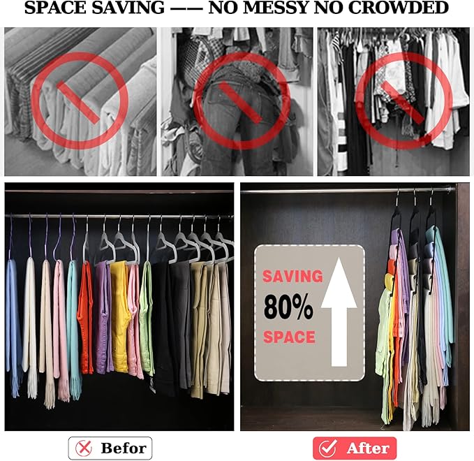 Closet Organizers and Storage,3 Pack Velvet Pants-Hangers-Space-Saving,Non Silp 5 Tier Scarf Jeans Organizer,Dorm Room Essentials for College Students Girls Boys Guys,Organization and Storage