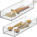 iDesign Clarity Drawer, Kitchen and Bathroom Organization Silverware, Spatulas, Gadgets, Large-Set of 2