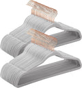SONGMICS Slim Velvet Hangers, Non-Slip Clothes Hangers with Rose Gold Swivel Hooks, Space-Saving, for Closet, 50 Pack, Dove Gray UCRF026G50