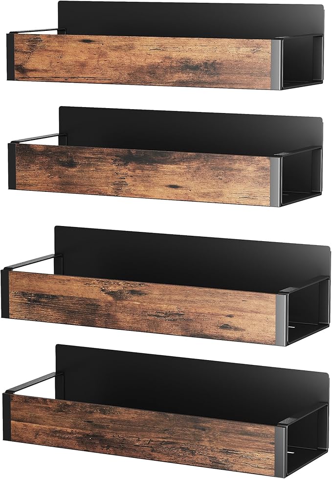 2/3/4 Pack Moveable Fridge Magnetic Spice Racks,Metal Black/White (Wood)