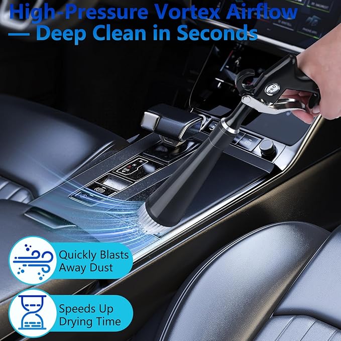 Preciva Car Cleaning Gun, Detailing Interior Dryer Air Blow Gun, Car Cleaning Air Gun Kit, High Pressure Blower Gun for Interior Cleaning, Quickly Blows Out Dirt and Dust