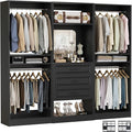 Unikito Modular Closet System with 3 Sets, 75”Closet Organizer System with Drawers, Mirror, Hanging Rods and Adjustable Shelves, Freestanding Wood Wardrobe Garment Rack, Walk in Closet Tower, Black
