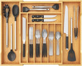 Lifewit Silverware Drawer Organizer, Expandable Utensil Tray for Kitchen, Flatware and Cutlery Holder, Wood Adjustable Storage for Spoons Forks Knives, 17-28 x 18.5, Natural